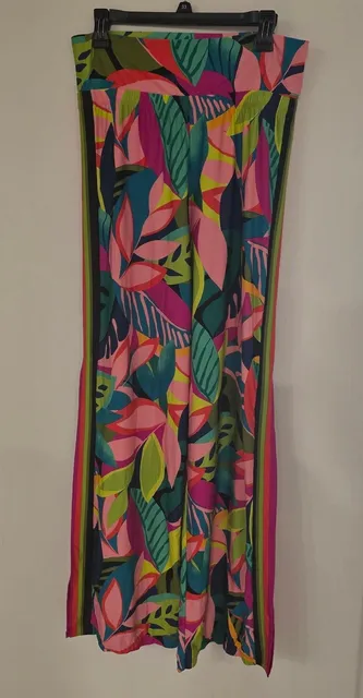 Trina Turk Swim Cover Up Pants Size L Multicolor Tropical Leaf