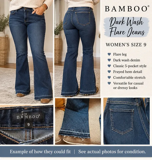 Bamboo Jeans Dark Wash Flare Jeans Size 9