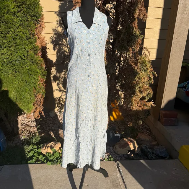 Vintage That Jazz Vintage Floral Sleeveless Dress Size 11/12 Blue