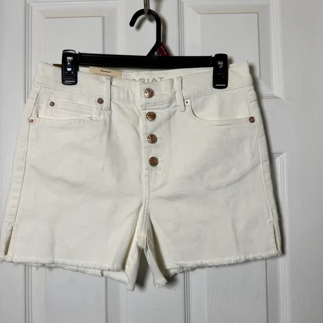 Ariat Boyfriend Denim Shorts Size 28R White High Rise