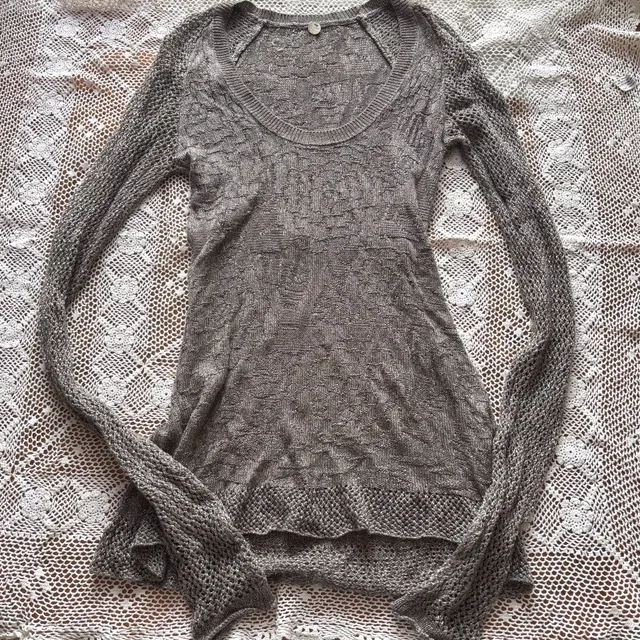 Free People Metallic Long Sleeve Scoop Neck Sweater