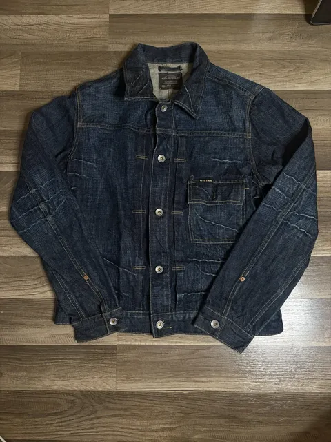 Rate Vintage G-Star Raw Denim Jacket Mens Size M Dark Wash Cotton