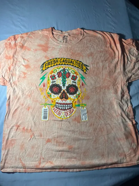 Fresh Casualties Graphic T-Shirt Size 3XL Orange Tie Dye