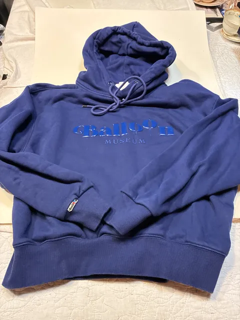 Balloon Museum Hoodie Size XS Blue Pullover Sweatshirt