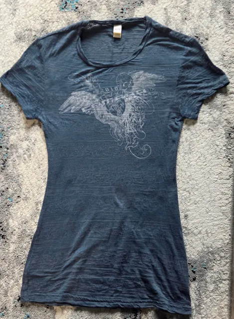 Kavio! 2010 Camaro Graphic T-Shirt Size Large Blue Burnout Skull