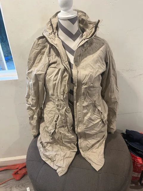 Y2k American Eagle Outfitters Utility Jacket Size M Khaki Cotton Hooded
