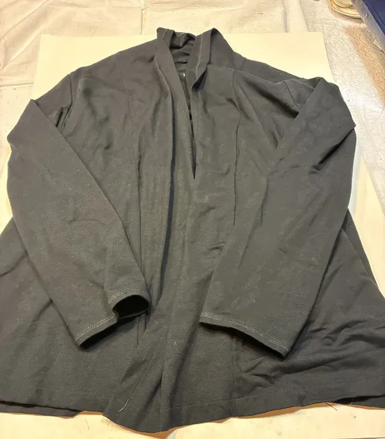 LL Bean Open Front Cardigan Size L Black Tencel Lyocell Spandex