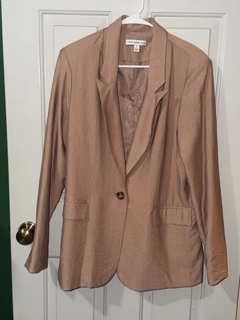 And Now This Blazer Size M Tan Long Sleeve Single Button Jacket
