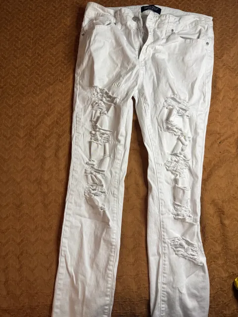 Smoke & Ash Distressed Slim Jeans 34x32 White Denim
