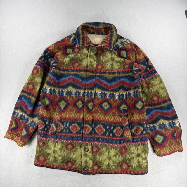Vintage Structure Reversible Coat Size M Aztec Fleece - made in Italy