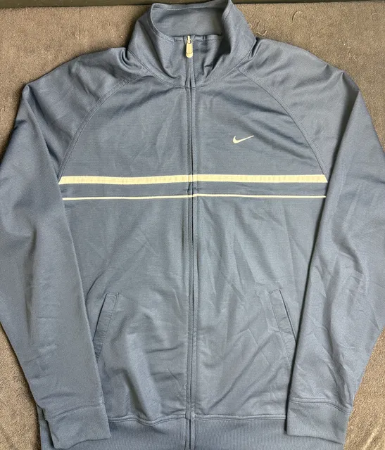 Nike Track Jacket Size XL Blue Full Zip Vintage Striped