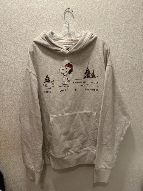 American Eagle Snoopy Hoodie Size XL Beige