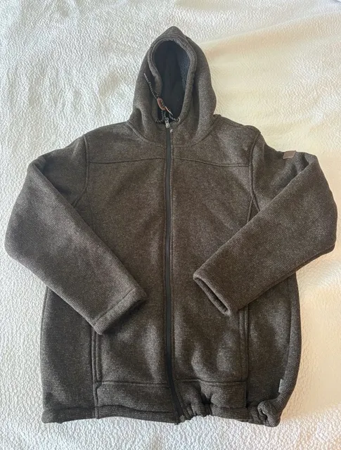 Rugged Elements Mens Large Sherpa Lined Hooded Jacket Gray Full Zip Fleece Coat