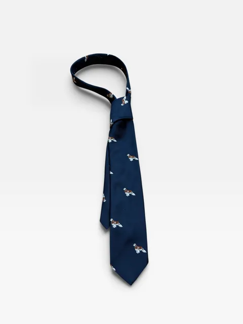 Chippmunk Creations Silk Tie Blue Cocker Spaniel Dog Motif