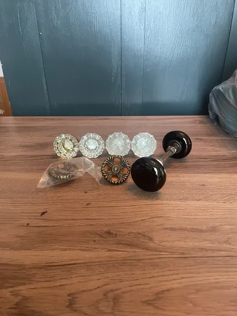 Vintage Assorted Door Knobs Lot Glass Bakelite Brass