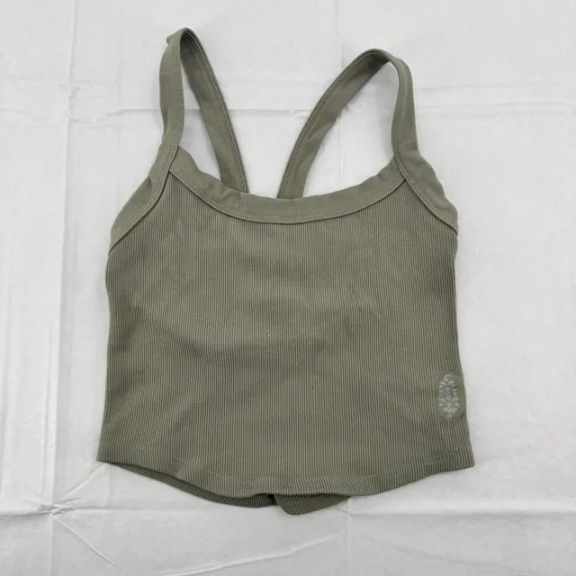 Free People Movement Crop Top Sage Green Ribbed Active Tank Top