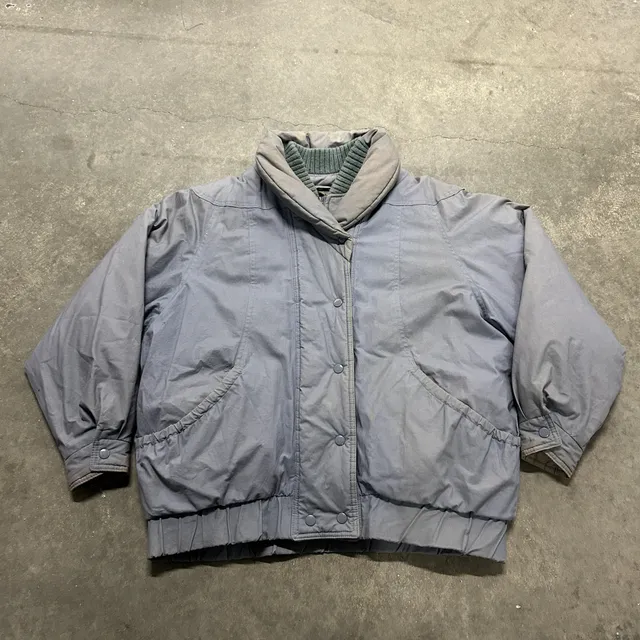 Vintage Outer Works Down Puffer Jacket Blue M Korean Made 80s Bomber Coat