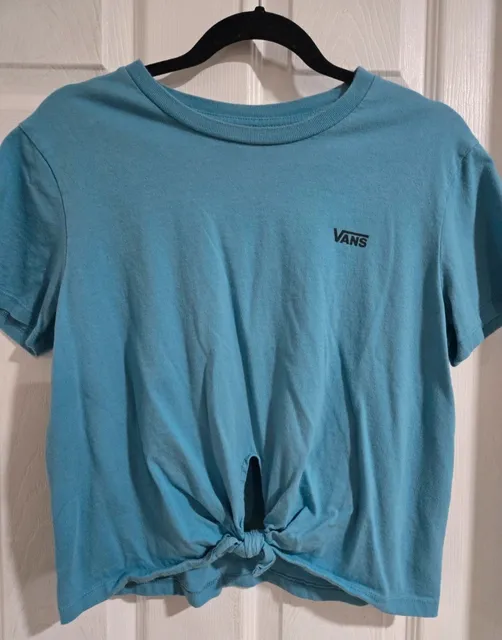 Vans T-Shirt Size Medium Blue Tie Front Short Sleeve Top