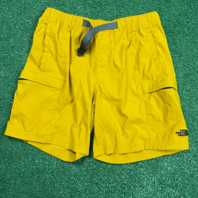 The North Face Cargo Shorts Size M Yellow Hiking Belted