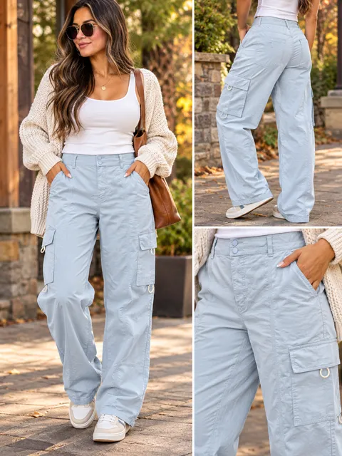 SO Cargo Pants Size XL Light Blue Utility Straight Leg