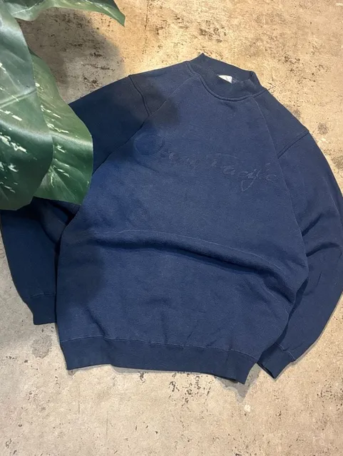 Ocean Pacific Sweatshirt Size Small Navy Blue Mock Neck Vintage OP