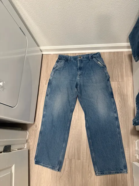 Carhartt B13 DST Original Dungaree Fit Size 36 x 32 Blue Denim Carpenter Jeans