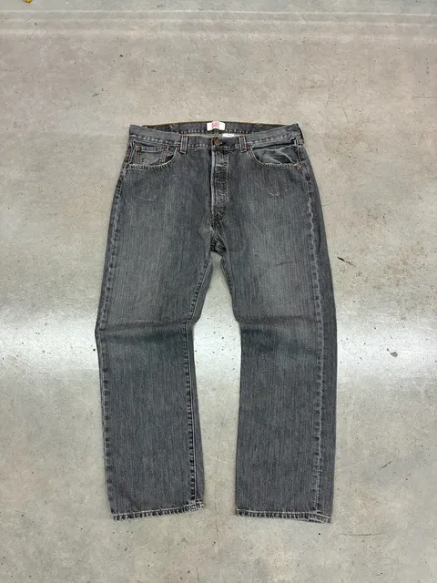 Levi's 501 Straight Leg Jeans Size 38x30 Gray Button Fly Denim Pants