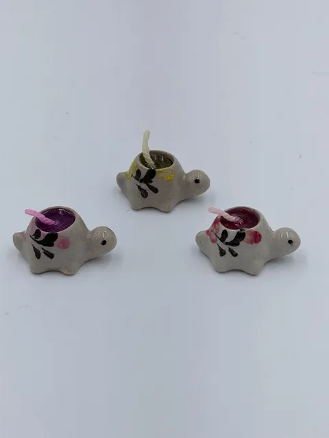 Handmade Ceramic Turtle Candle Holder Set Of Three Mini