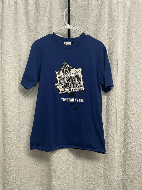 Clown Collections The Clown Motel Tonopah NV Graphic T Shirt Large Blue Souvenir