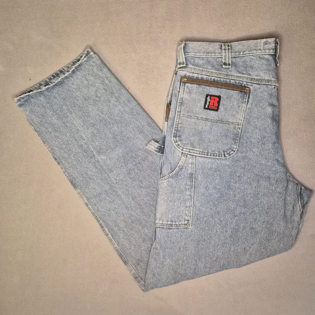 Wrangler Riggs Workwear Carpenter Jeans Light blue Wash mens size 38x36