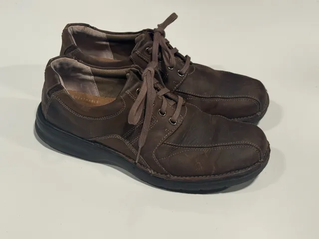 Clarks Cotrell Walk Brown Leather Oxford Shoes Size 10