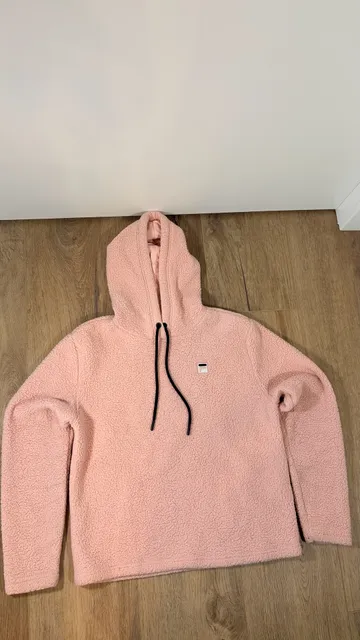 Fila Josephine Sherpa Hoodie Size S Pink Drawstring Fleece Pullover