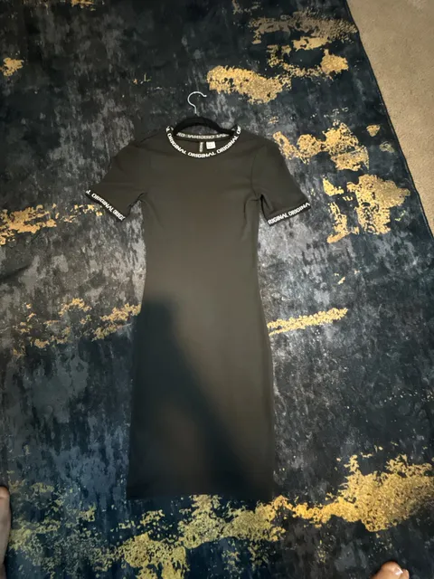 H&M Divided Ribbed Bodycon Midi Dress Black Original