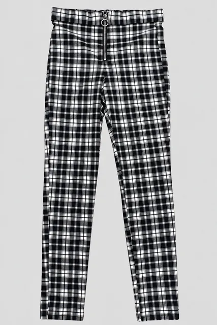 Garage Black White Plaid Pants Women’s M Y2K Grunge Punk Tartan Straight Leg