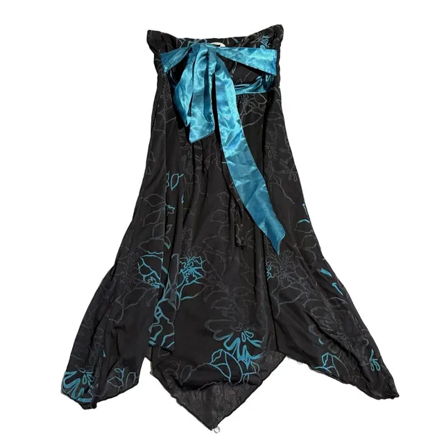 Speechless Dress Size M Black Blue Floral Tube Midi