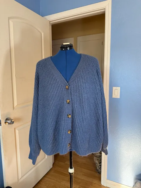 Torrid Womens Blue Chunky Knit V-Neck Button Front Cardigan Sweater Size 5X