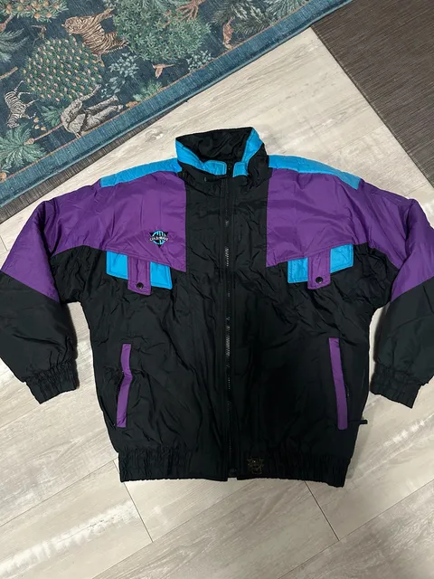 Cold Wave Ski Jacket Size M Black Purple Teal Vintage Snowmobile