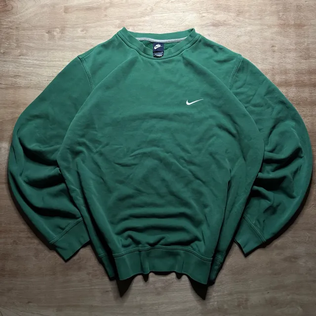 Nike Throwback Embroidered Swoosh Crewneck Sweatshirt Green Size XL