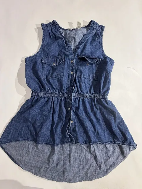 Gold Flava Denim Sleeveless Button Up Peplum Top Size 14