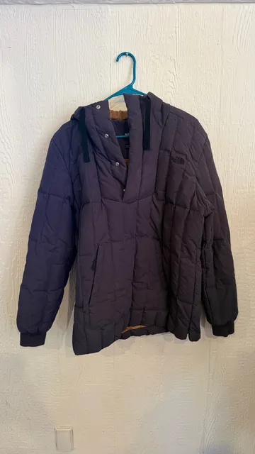 The North Face Down Pullover Jacket Size M Dark Gray Brown Hooded