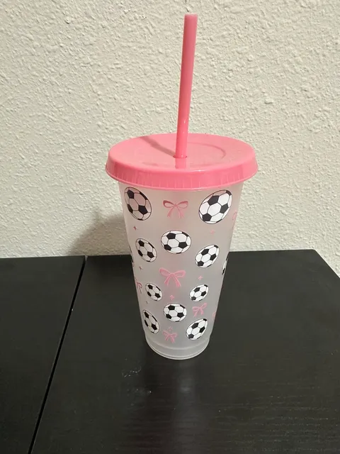 Soccer Bow Tumbler With Lid And Straw