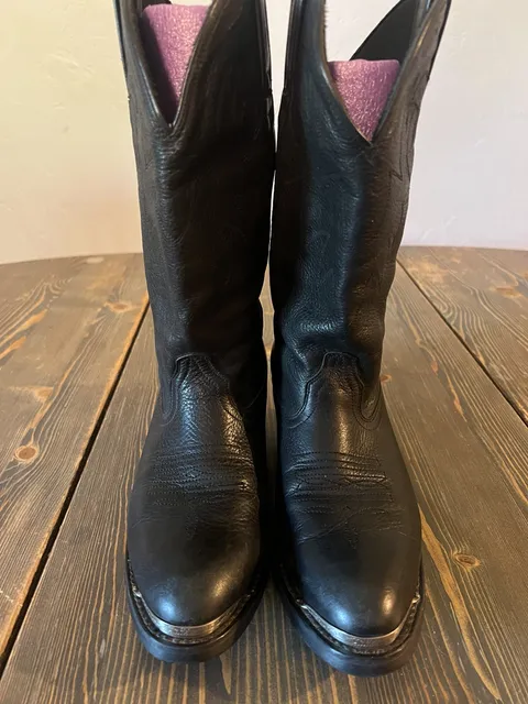 Durango Western Cowboy Boots Black Leather Toe Tips 6 1/2