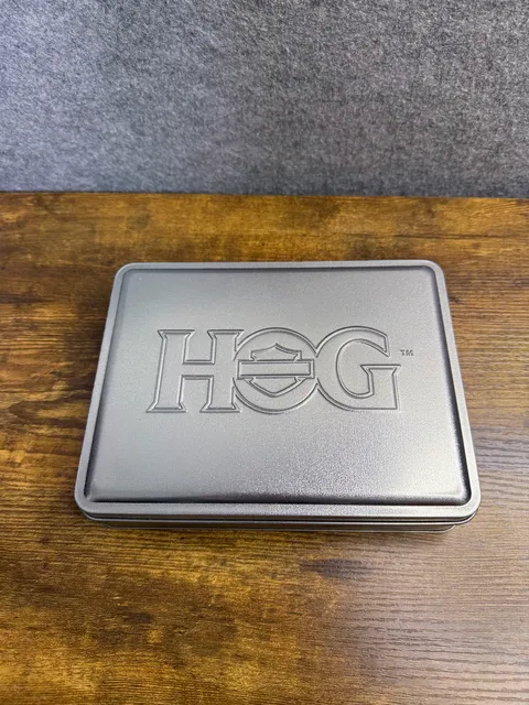 Harley Davidson HOG Owners Group Collector Tin Patch Pin Chip Set