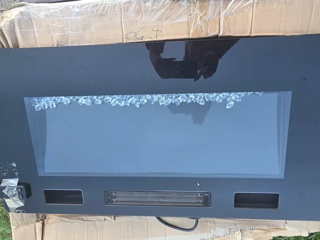 Electric Fireplace Wall Mounted Glass Heater with Crystals