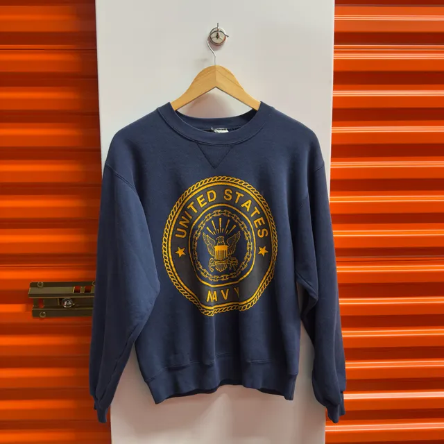US Navy Sweatshirt Blue Yellow Graphic Crewneck