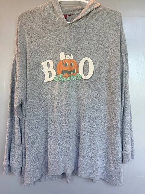 Peanuts Snoopy Boo Hoodie Size 22/24 Heather Gray Pumpkin Halloween