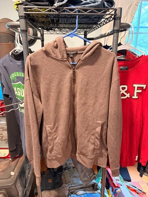 Banana Republic Full Zip Hoodie Size M Brown Knit Sweater