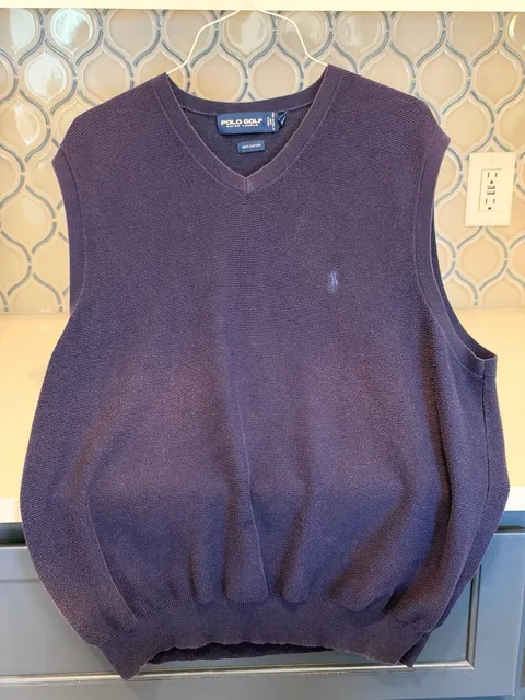 Polo Golf Ralph Lauren Sweater Vest Size XL Blue Cotton V-Neck