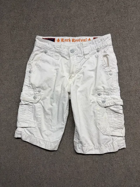 Rock Revival Cargo Shorts White
