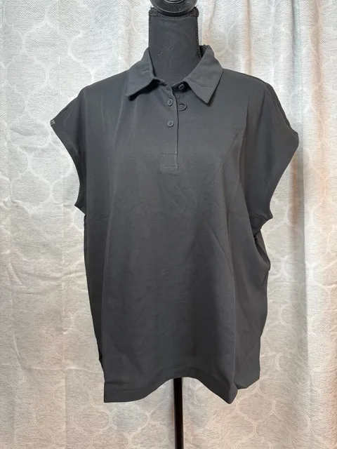 Figs Women’s Pro Ella Scrub Polo Size XL Black Technical Pique